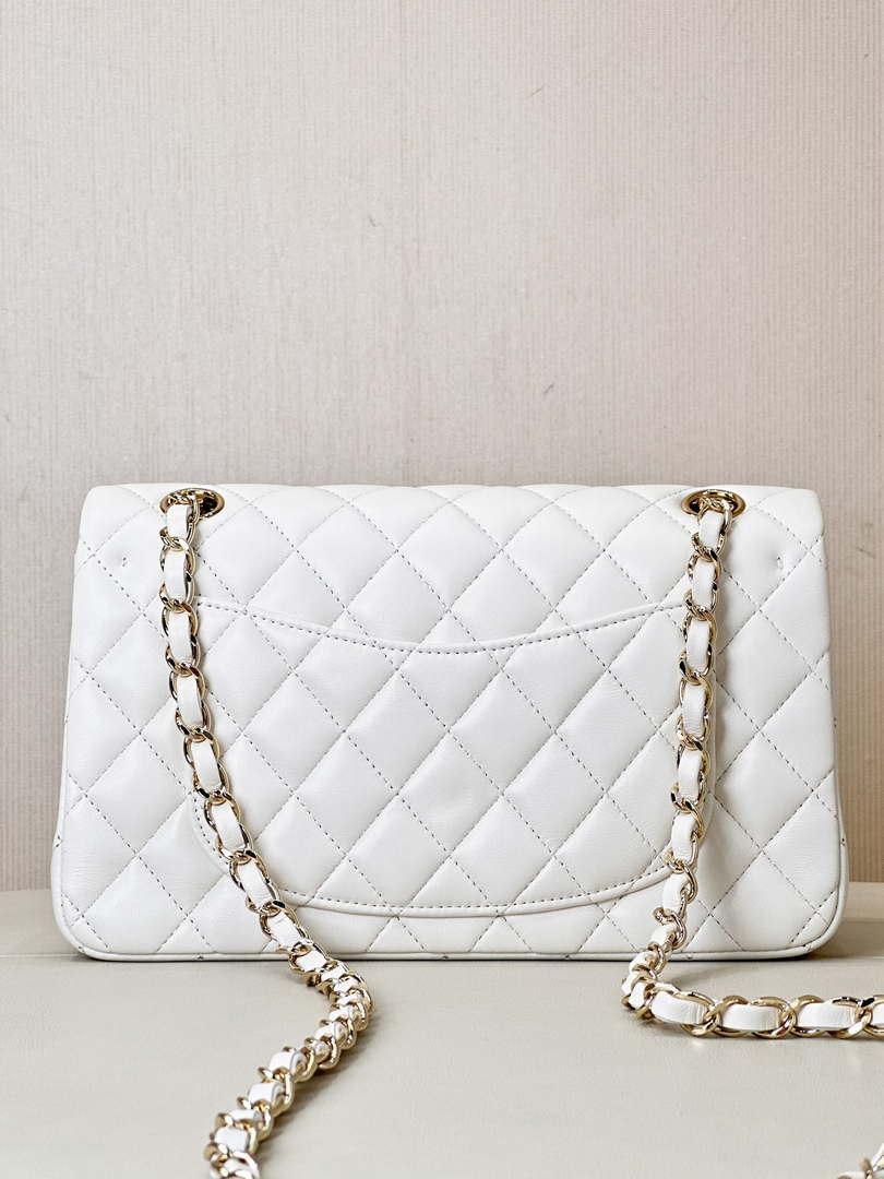 Chanel A01117 Flap Handbag Classic Bag 23cm White Lambskin