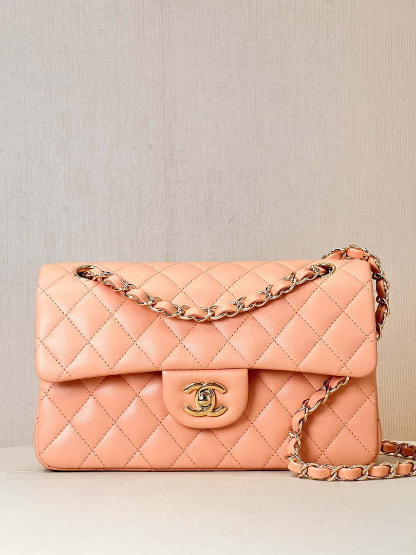 Chanel A01117 Flap Handbag Classic Bag 23cm Orange Lambskin