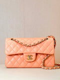 Chanel A01117 Flap Handbag Classic Bag 23cm Orange Lambskin