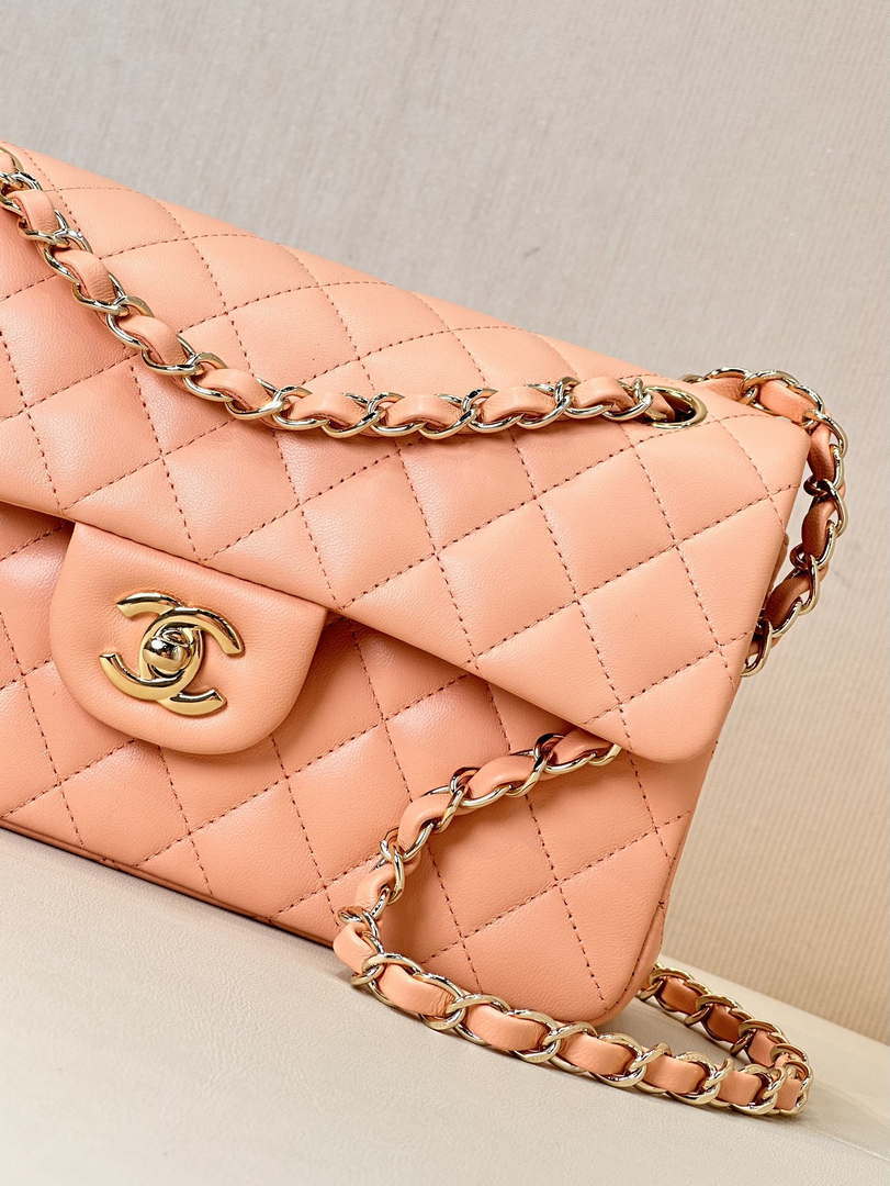 Chanel A01117 Flap Handbag Classic Bag 23cm Orange Lambskin