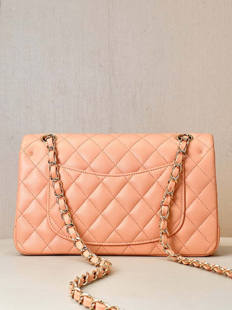 Chanel A01117 Flap Handbag Classic Bag 23cm Orange Lambskin