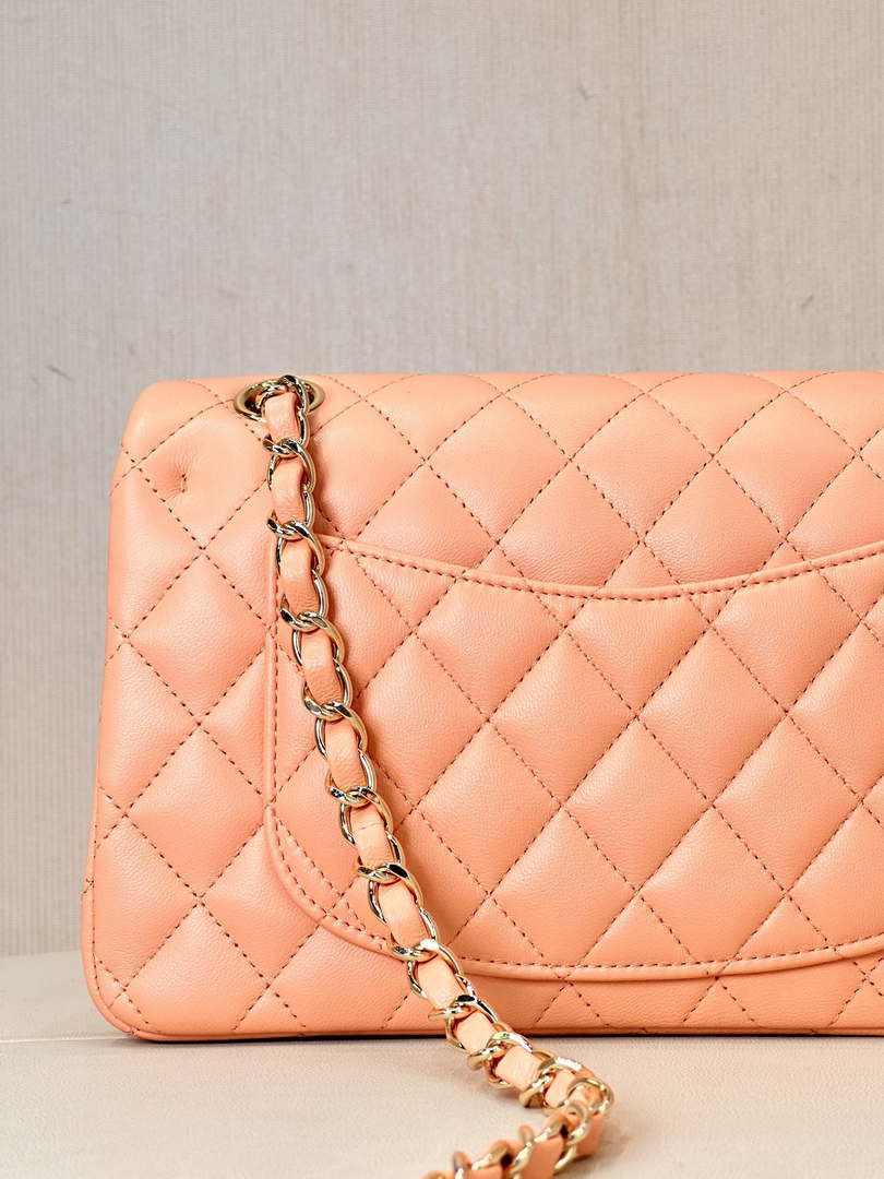 Chanel A01117 Flap Handbag Classic Bag 23cm Orange Lambskin