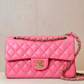 Chanel A01117 Flap Handbag Classic Bag 23cm Rose Red Lambskin - Default Title - View 1