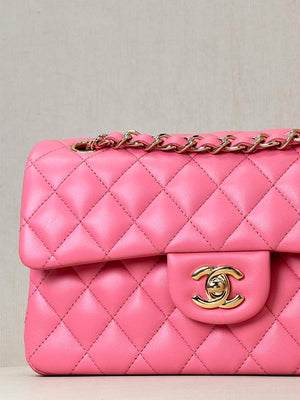 Chanel A01117 Flap Handbag Classic Bag 23cm Rose Red Lambskin - Default Title - View 2