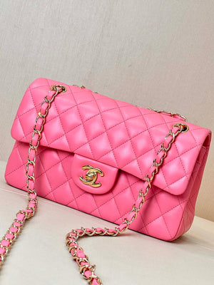 Chanel A01117 Flap Handbag Classic Bag 23cm Rose Red Lambskin - Default Title - View 3