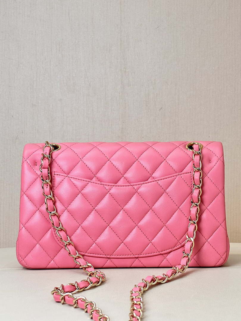 Chanel A01117 Flap Handbag Classic Bag 23cm Rose Red Lambskin