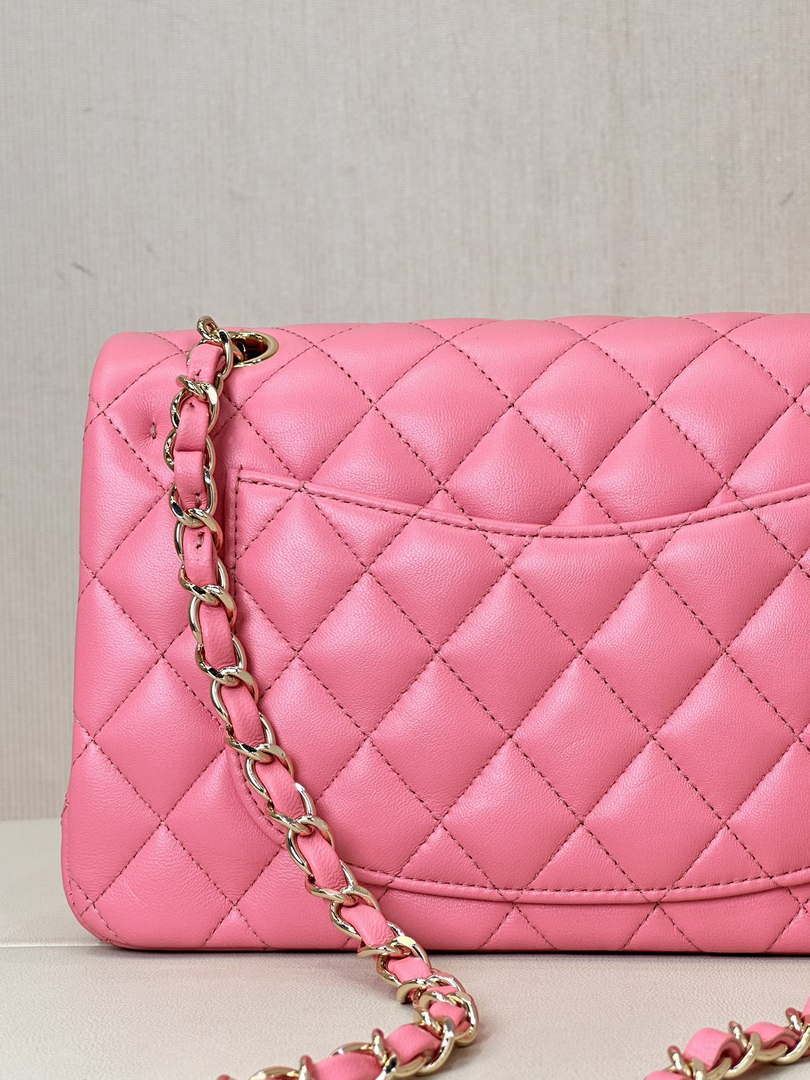 Chanel A01117 Flap Handbag Classic Bag 23cm Rose Red Lambskin - Default Title - View 8