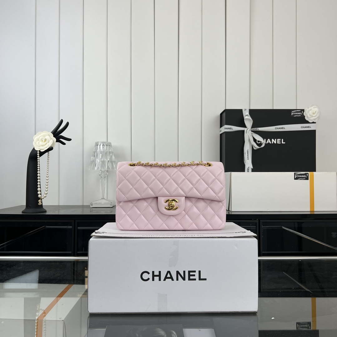 Chanel A01117 Flap Handbag Classic Bag Light Pink Lambskin - Gold - View 10