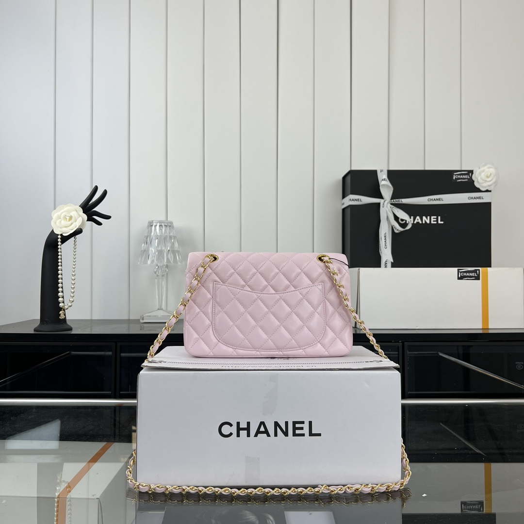 Chanel A01117 Flap Handbag Classic Bag Light Pink Lambskin - Gold - View 11
