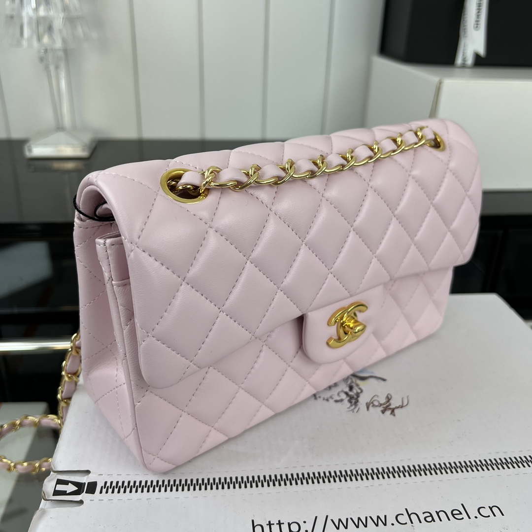 Chanel A01117 Flap Handbag Classic Bag Light Pink Lambskin - Gold - View 12