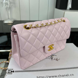 Chanel A01117 Flap Handbag Classic Bag Light Pink Lambskin - Gold - View 12