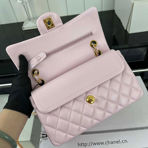 Chanel A01117 Flap Handbag Classic Bag Light Pink Lambskin - Gold - View 15