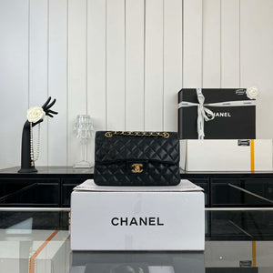 Chanel A01117 Flap Handbag Classic Bag Black Lambskin - Gold - View 1
