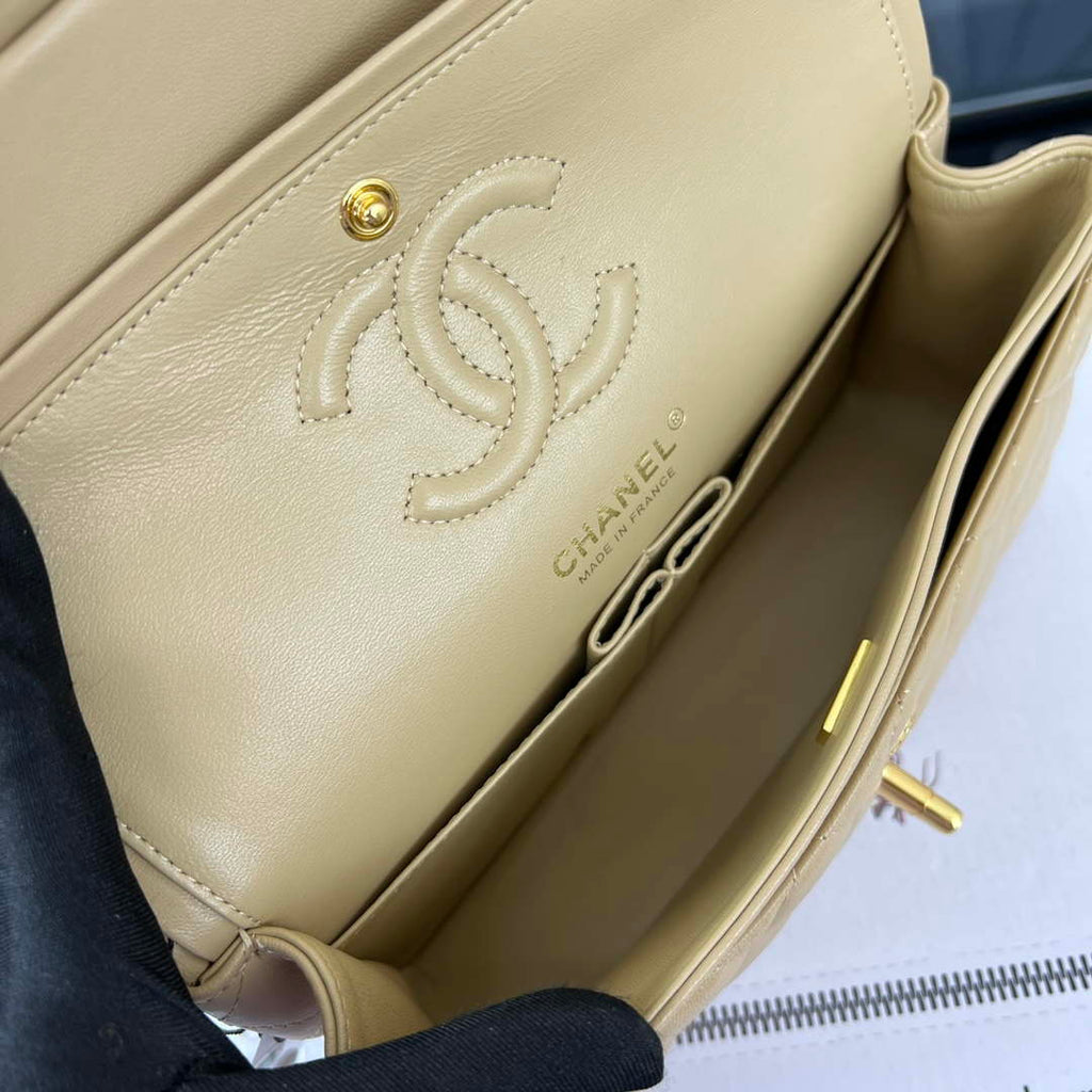 Chanel A01117 Flap Handbag Classic Bag Apricot Lambskin
