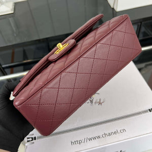 Chanel A01117 Flap Handbag Classic Bag Wine Red Lambskin - Gold - View 14