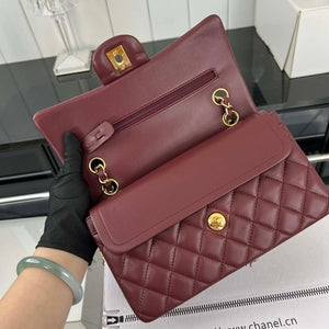 Chanel A01117 Flap Handbag Classic Bag Wine Red Lambskin - Gold - View 15