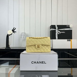 Chanel A01117 Flap Handbag Classic Bag Light Yellow Lambskin - Gold - View 1