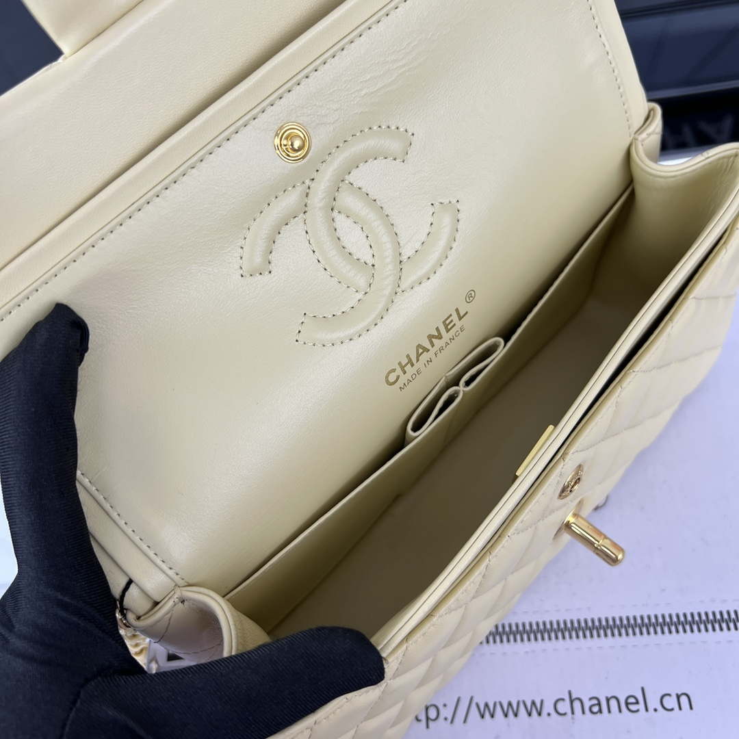 Chanel A01117 Flap Handbag Classic Bag Light Yellow Lambskin - Gold - View 8