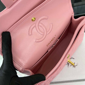 Chanel A01117 Flap Handbag Classic Bag Pink Lambskin - Gold - View 8