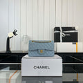 Chanel A01117 Flap Handbag Classic Bag Ligth Blue Lambskin - Gold - View 1