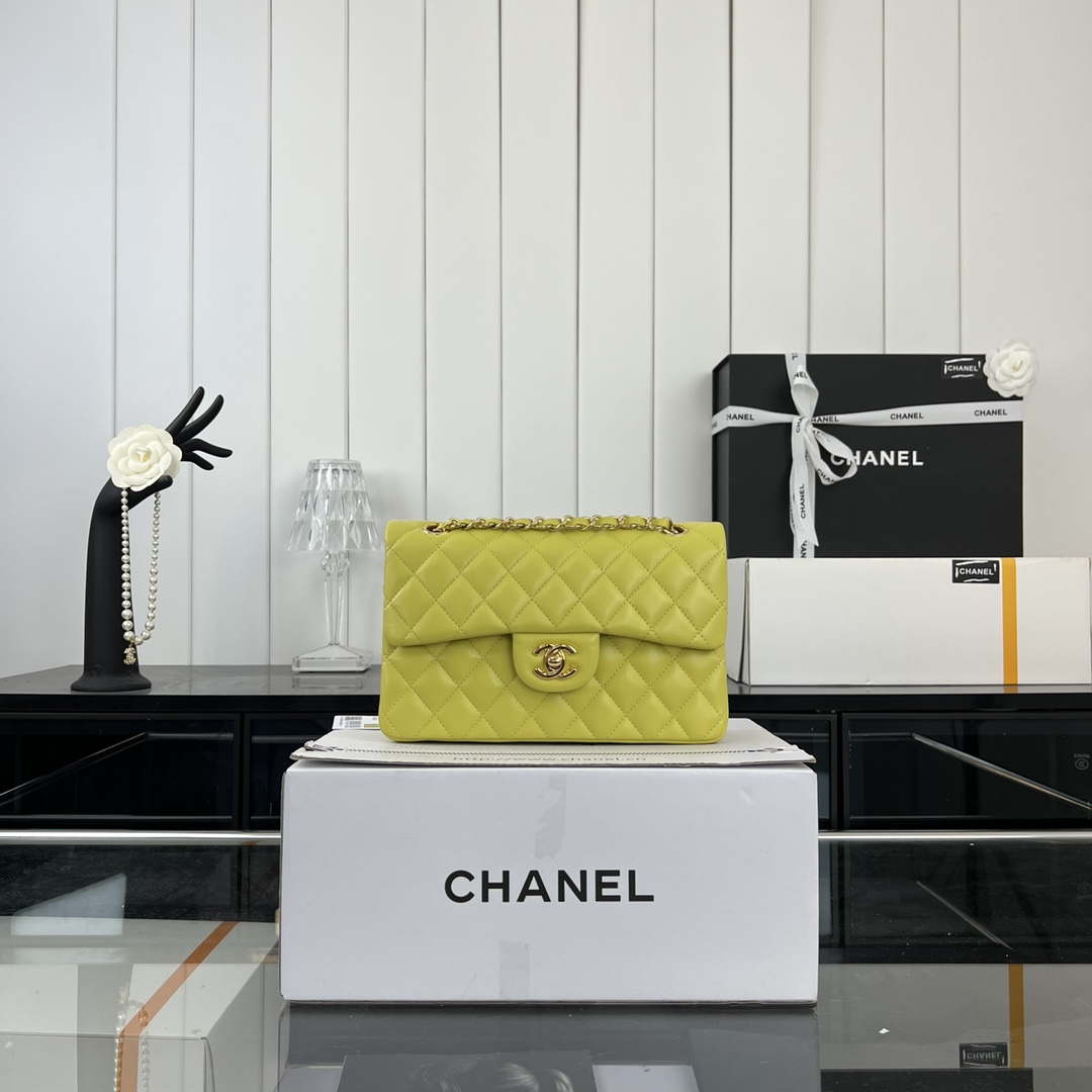 Chanel A01117 Flap Handbag Classic Bag Lemon Yellow Lambskin - Gold - View 1