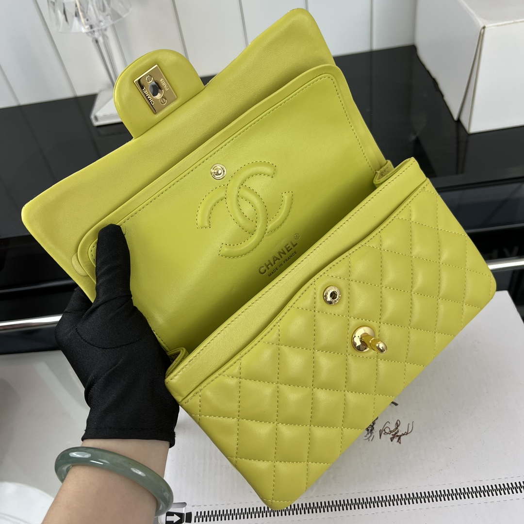Chanel A01117 Flap Handbag Classic Bag Lemon Yellow Lambskin - Gold - View 7