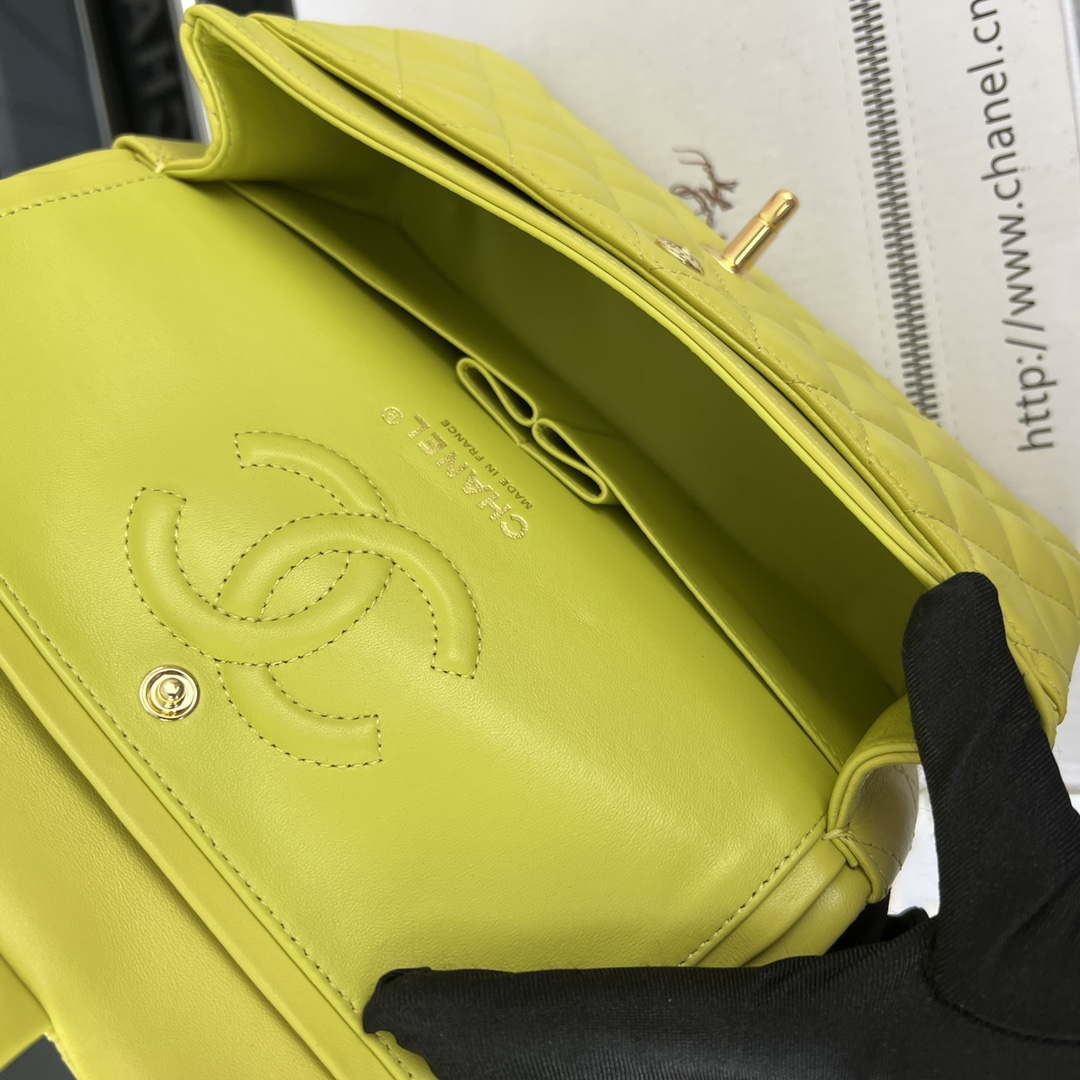 Chanel A01117 Flap Handbag Classic Bag Lemon Yellow Lambskin - Gold - View 8