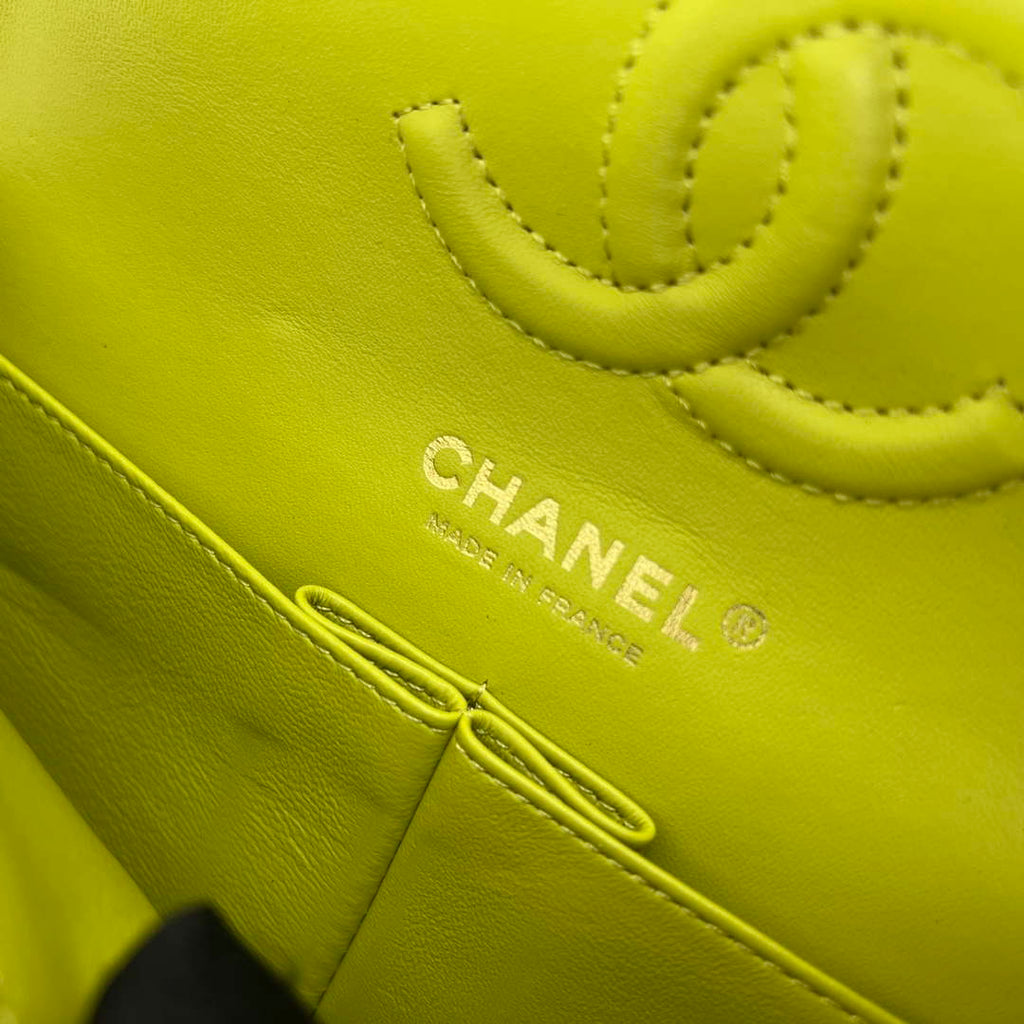 Chanel A01117 Flap Handbag Classic Bag Lemon Yellow Lambskin
