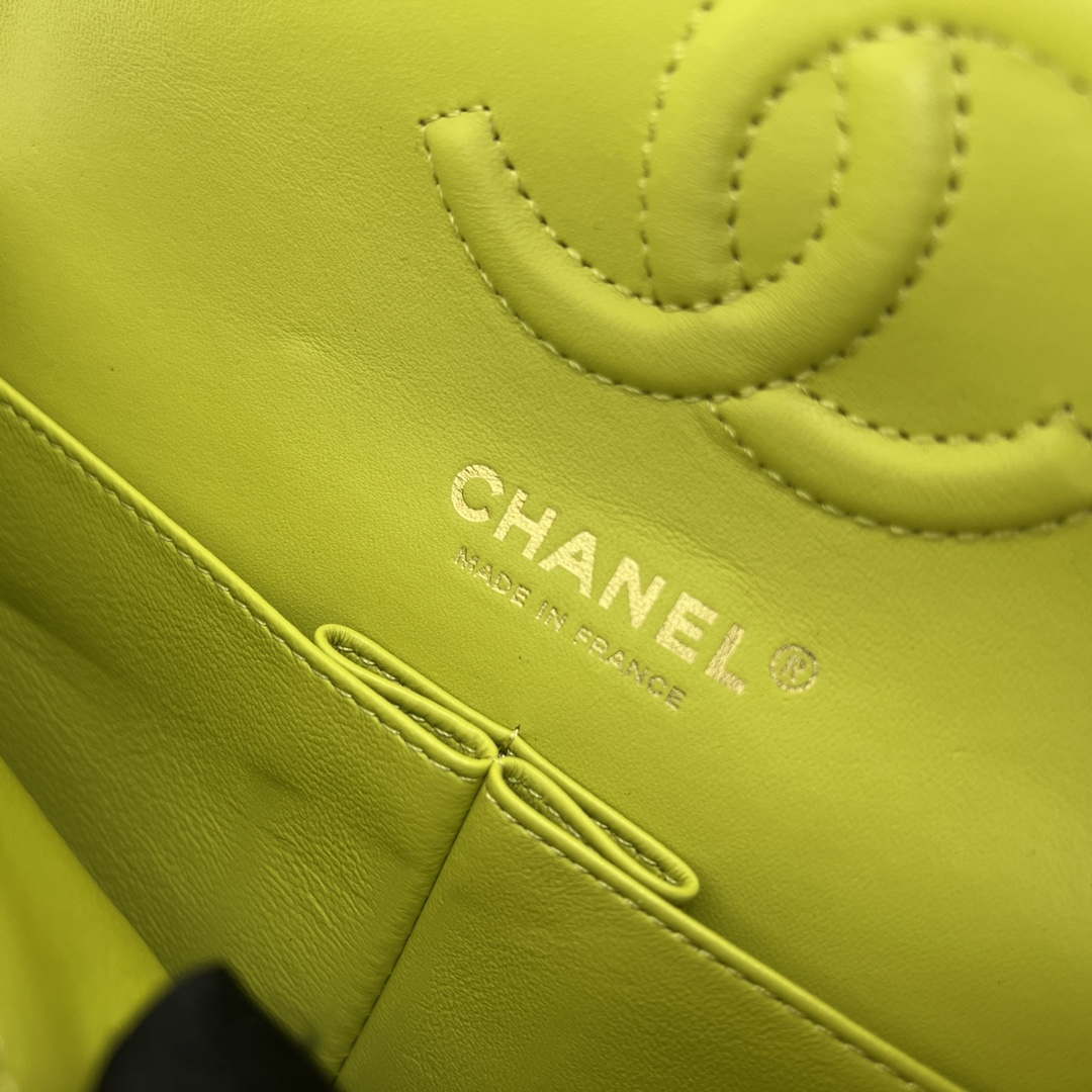 Chanel A01117 Flap Handbag Classic Bag Lemon Yellow Lambskin