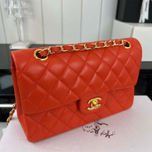 Chanel A01117 Flap Handbag Classic Bag Orange Lambskin - Gold - View 3