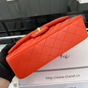 Chanel A01117 Flap Handbag Classic Bag Orange Lambskin - Gold - View 5