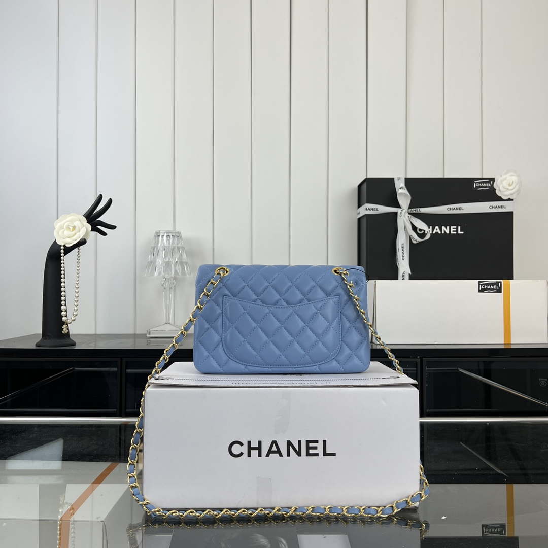 Chanel A01117 Flap Handbag Classic Bag Blue Lambskin - Gold - View 2