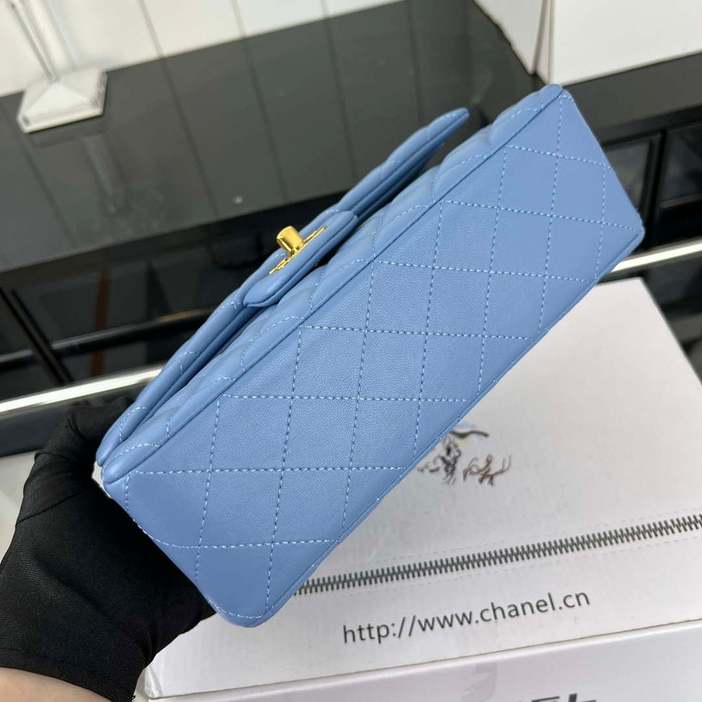 Chanel A01117 Flap Handbag Classic Bag Blue Lambskin