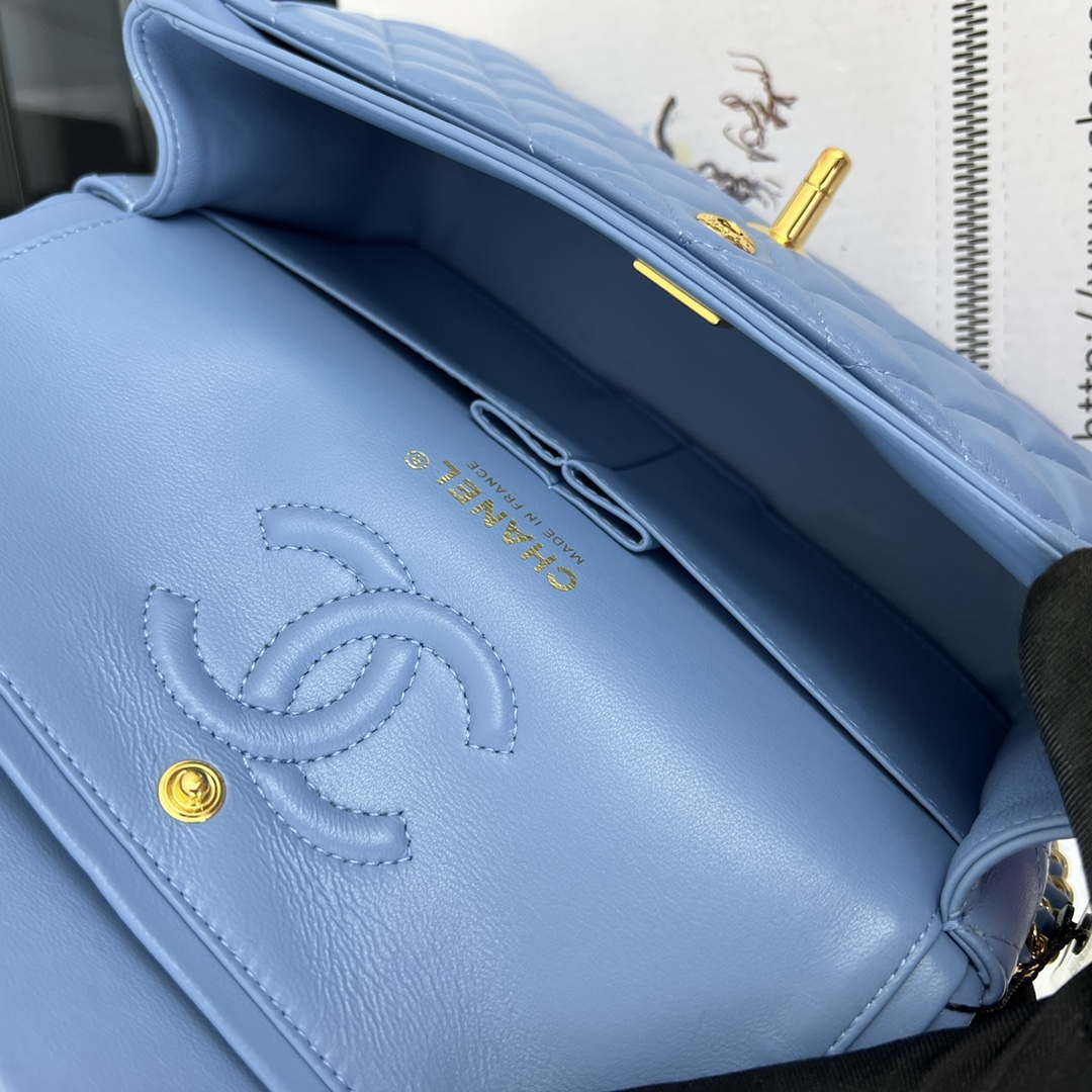 Chanel A01117 Flap Handbag Classic Bag Blue Lambskin