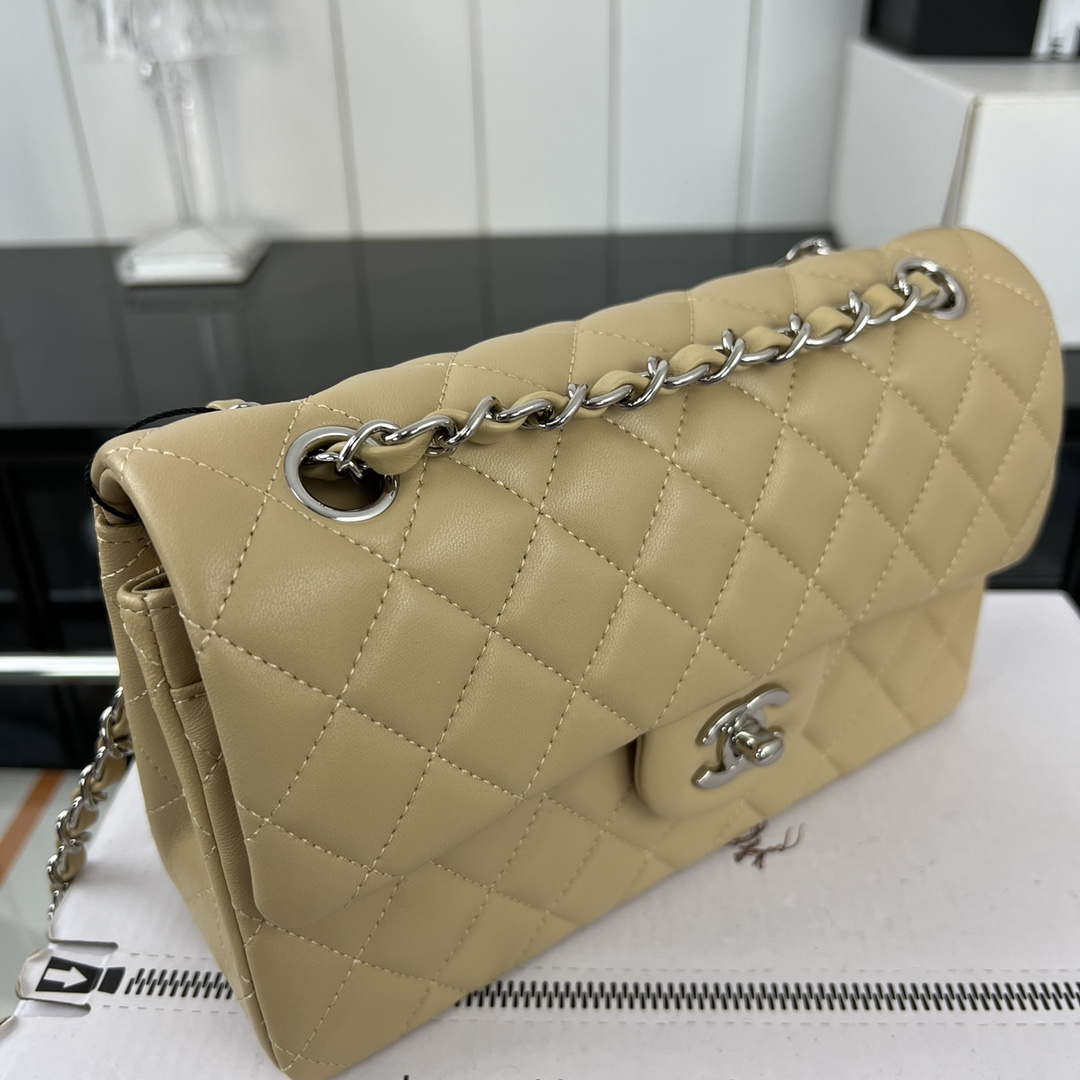 Chanel A01117 Flap Handbag Classic Bag Apricot Lambskin - Gold - View 12