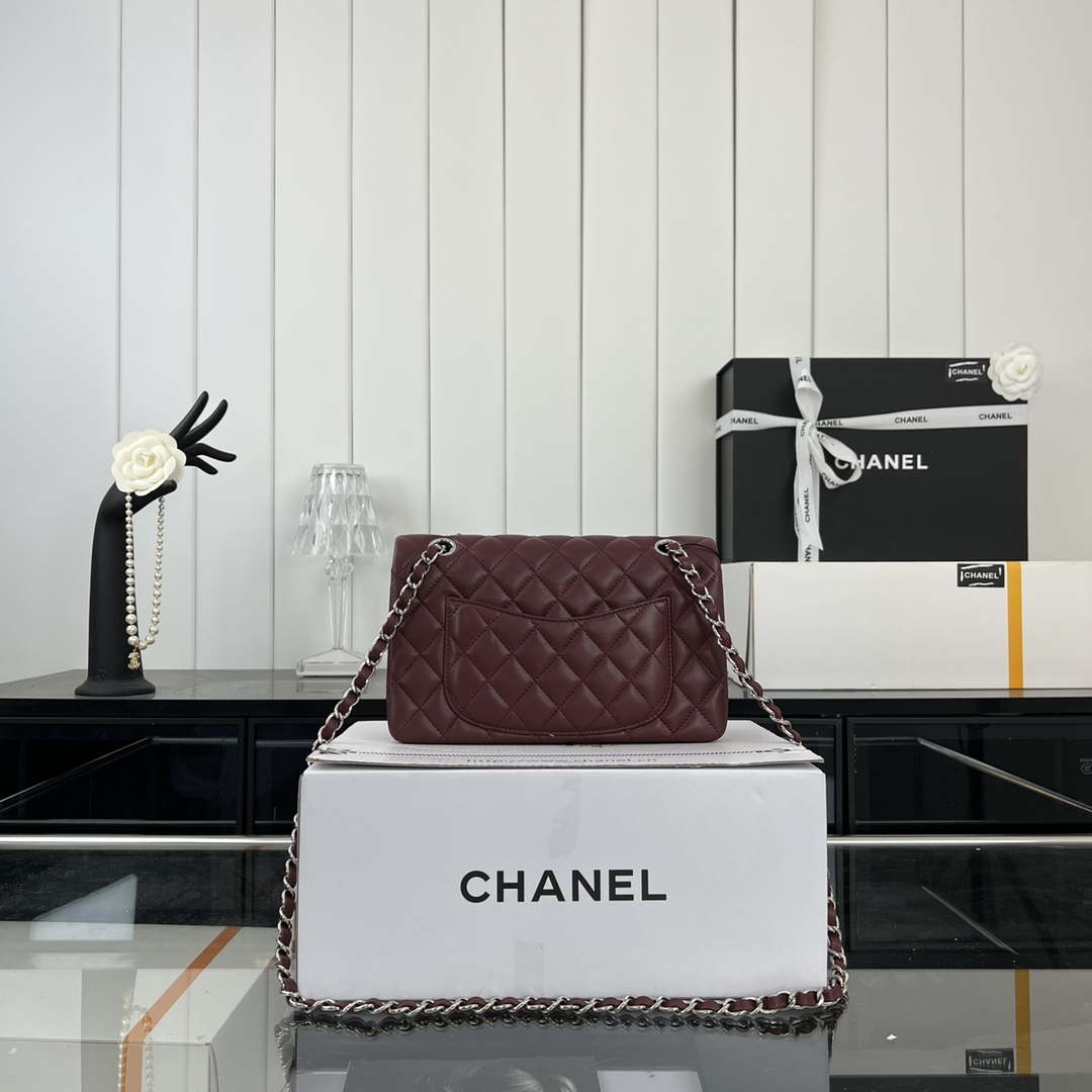 Chanel A01117 Flap Handbag Classic Bag Wine Red Lambskin