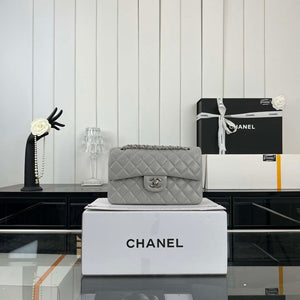 Chanel A01117 Flap Handbag Classic Bag Gray Lambskin - Gold - View 10