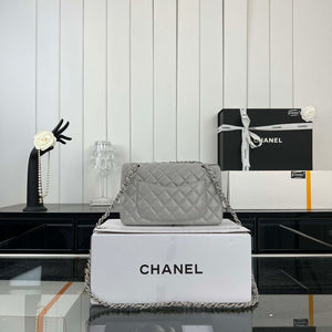 Chanel A01117 Flap Handbag Classic Bag Gray Lambskin - Gold - View 11