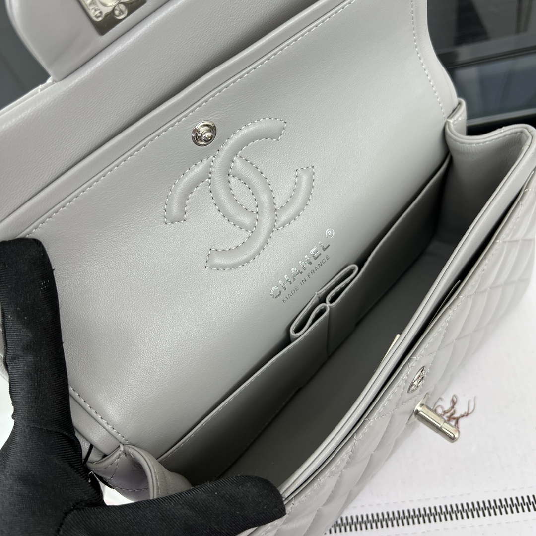 Chanel A01117 Flap Handbag Classic Bag Gray Lambskin