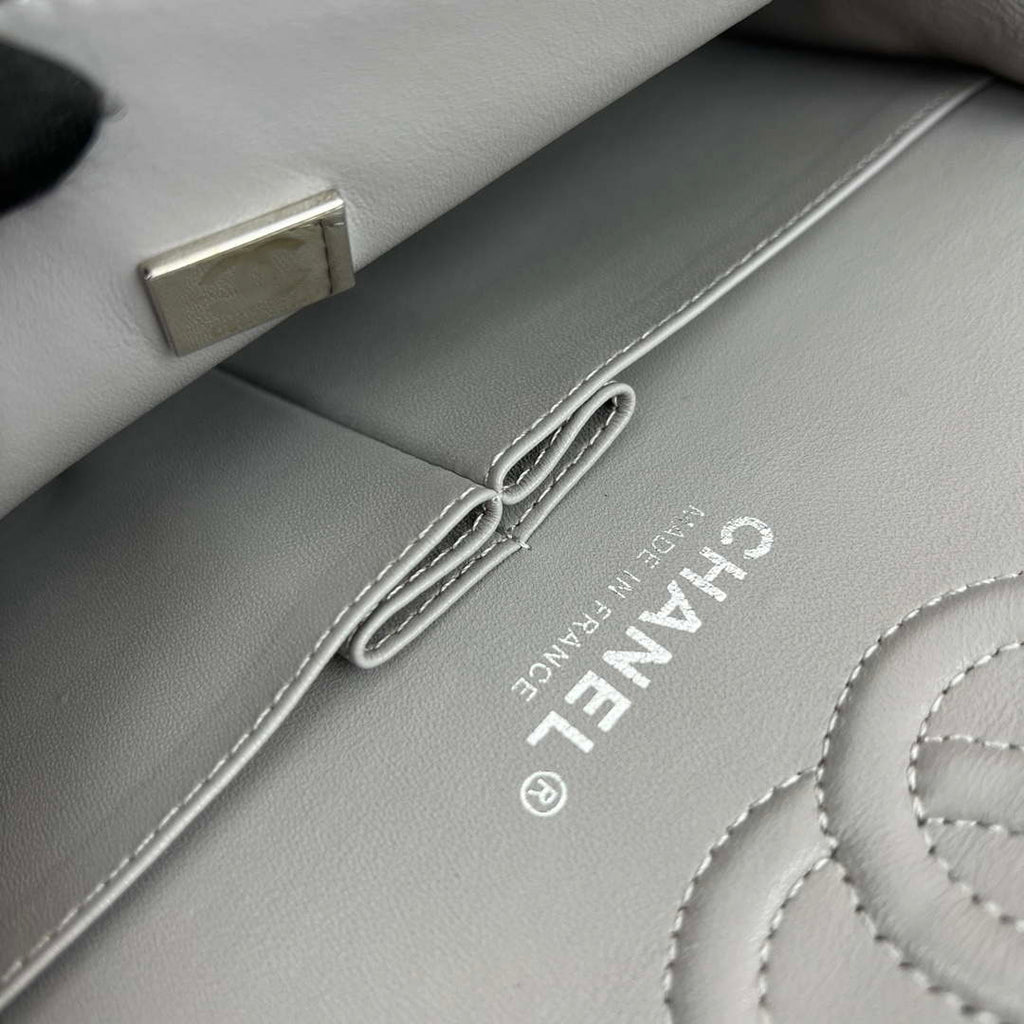 Chanel A01117 Flap Handbag Classic Bag Gray Lambskin
