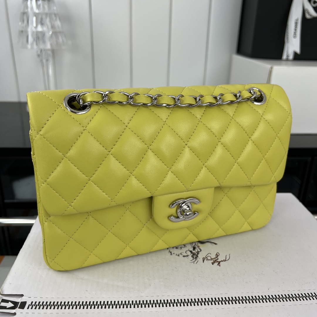 Chanel A01117 Flap Handbag Classic Bag Lemon Yellow Lambskin - Gold - View 12