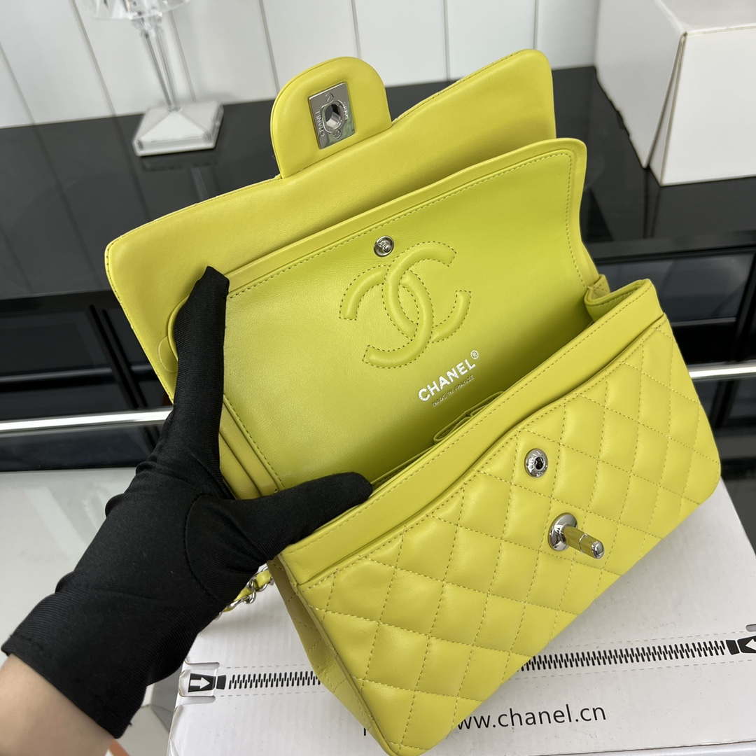 Chanel A01117 Flap Handbag Classic Bag Lemon Yellow Lambskin - Gold - View 16