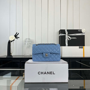 Chanel A01117 Flap Handbag Classic Bag Blue Lambskin - Gold - View 10