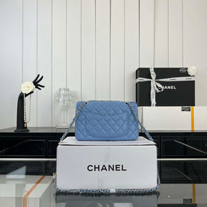 Chanel A01117 Flap Handbag Classic Bag Blue Lambskin - Gold - View 11