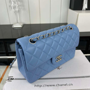 Chanel A01117 Flap Handbag Classic Bag Blue Lambskin - Gold - View 12