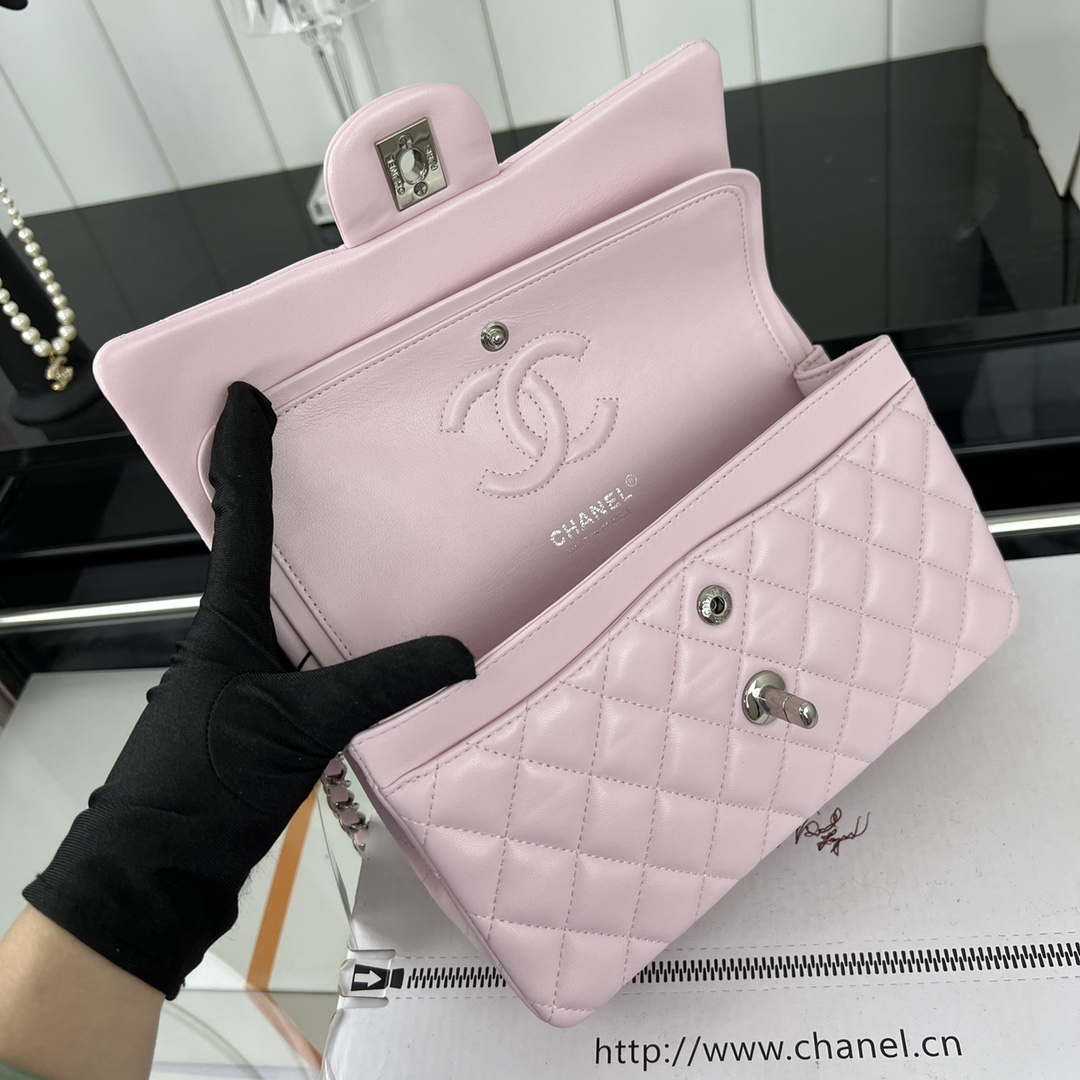 Chanel A01117 Flap Handbag Classic Bag Light Pink Lambskin - Gold - View 7