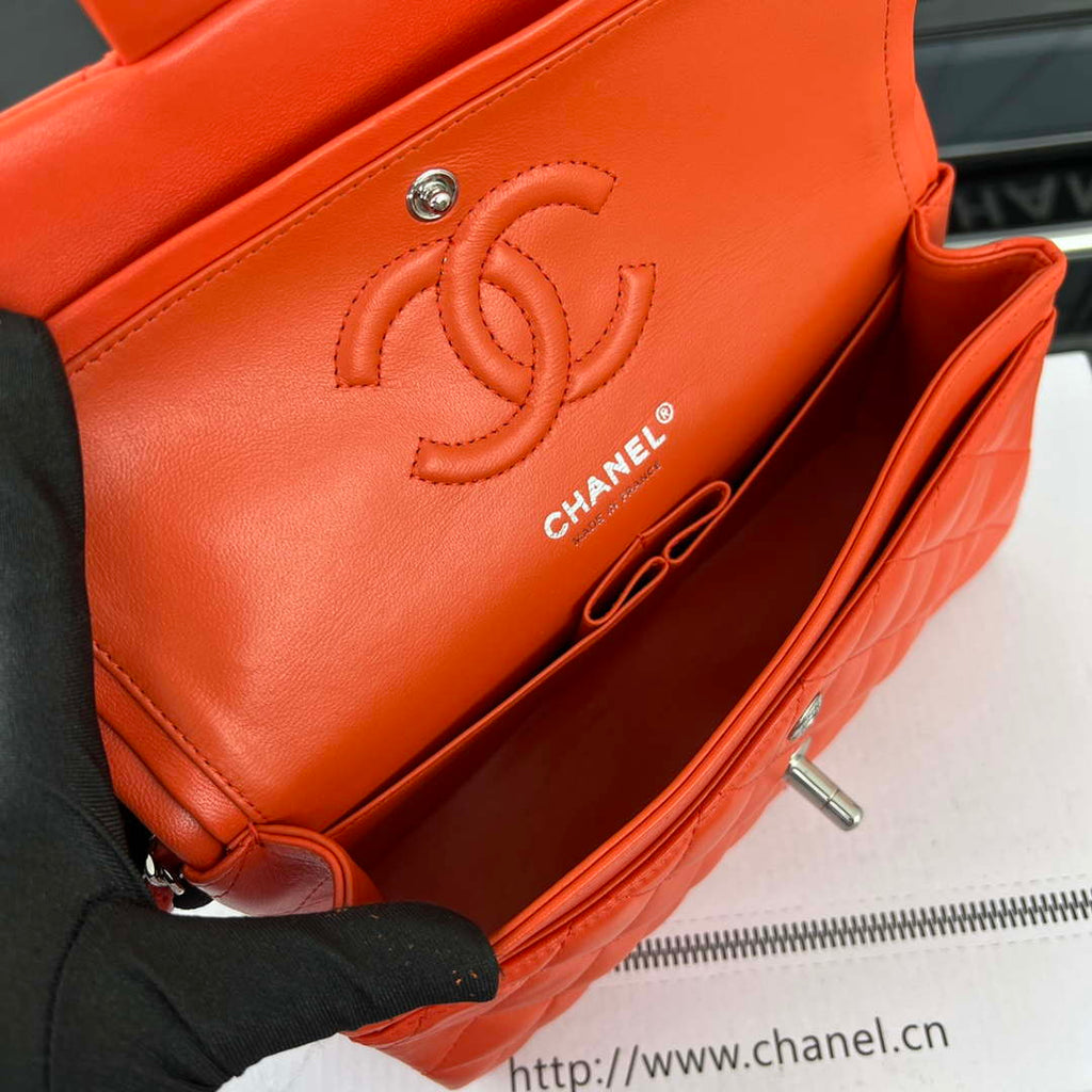 Chanel A01117 Flap Handbag Classic Bag Orange Lambskin