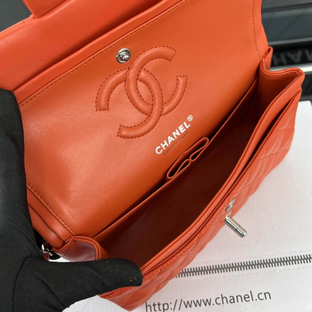 Chanel A01117 Flap Handbag Classic Bag Orange Lambskin