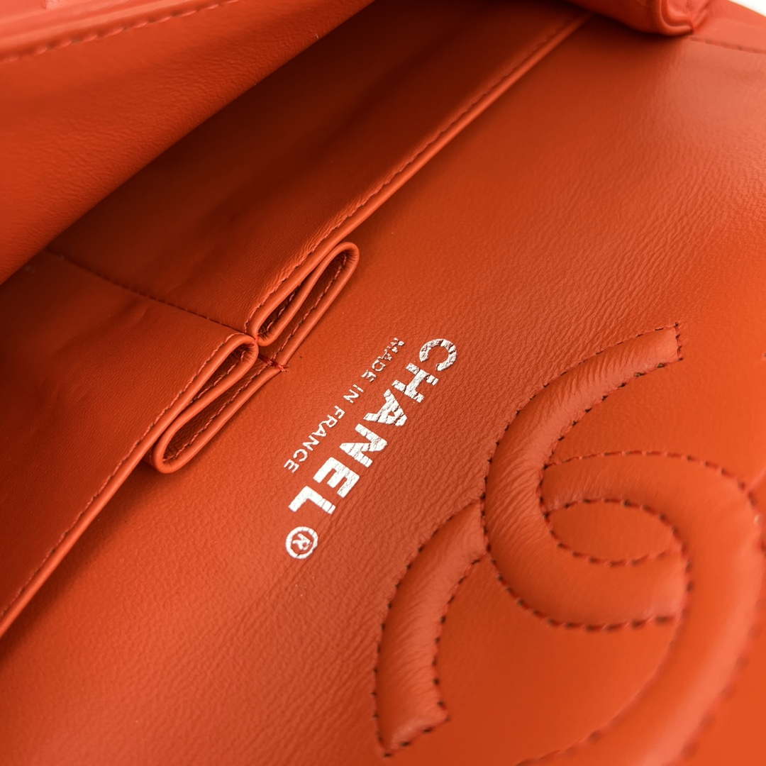 Chanel A01117 Flap Handbag Classic Bag Orange Lambskin - Gold - View 18