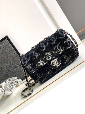 Chanel A09888 25C Evening Black & white sequin mini AS4561  limited edition Lambskin - Default Title - View 1